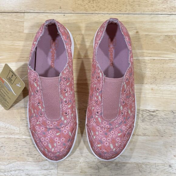 Spenco Orthotic Canvas Slip-on Shoes Santa Maria Pink Floral Size 7.5D Wide NEW - Picture 3 of 14
